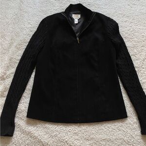 Talbots Black Jacket with Textured Sleeves